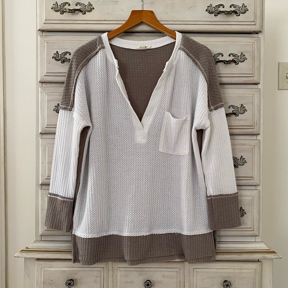 Vici Waffle Knit Contrast Top